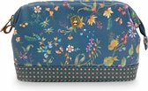 Pip Studio - Middelgrote Toilettas Petites Fleurs - Donkerblauw - Imitatieleer