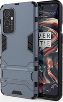 Mobigear Armor Stand Telefoonhoesje geschikt voor OnePlus Nord 9 Shockproof Hardcase Hoesje + Standaard - Blauw / Marineblauw