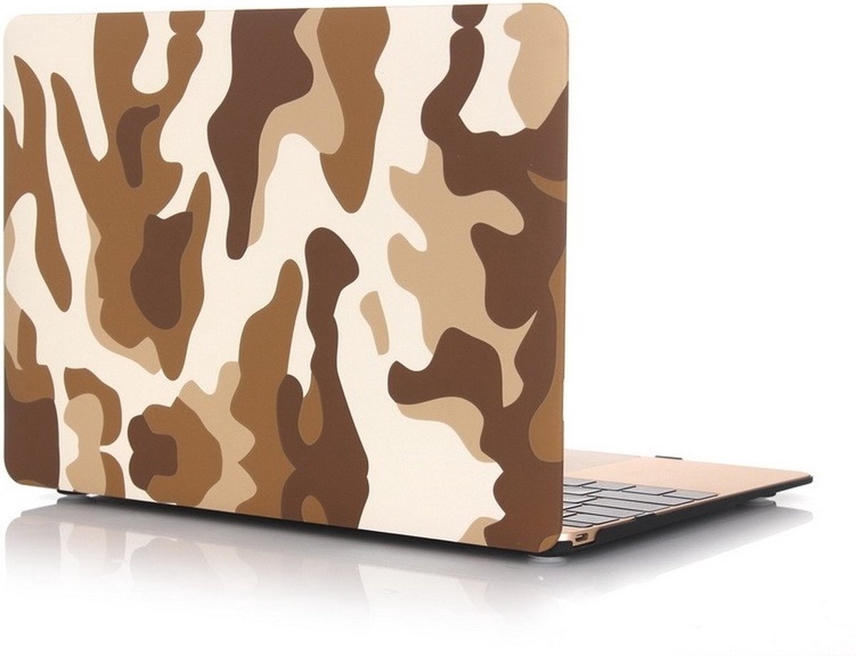 Macbook 12 inch case van By Qubix - Camo bruin - Macbook hoes Alleen geschikt voor Macbook 12 inch (model nummer: A1534, zie onderzijde laptop) - Eenvoudig te bevestigen macbook cover!