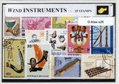 Blaasinstrumenten – Luxe postzegel pakket (A6 formaat) : collectie van 25 verschillende postzegels. Kan als ansichtkaart in A6 envelop - authentiek cadeau - kado - geschenk - kaart - trombone - hoorn - trompet - tuba - fagot - hobo - klarinet - fluit