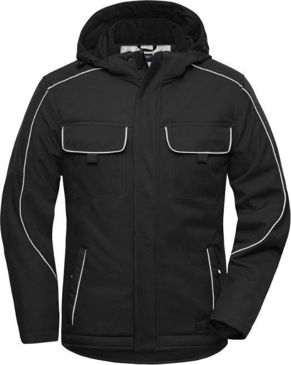 James & Nicholson Solid softshell winterjack JN886 - Zwart - XS