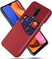 Voor OnePlus 7T Pro Doek Textuur PC + PU lederen achterkant Schokbestendig hoesje met kaartsleuf (rood)