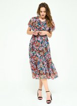 LOLALIZA Maxi jurk met fijne bloemenprint - Veelkleurig - Maat 42