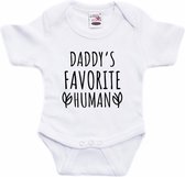 Daddys favourite human tekst baby rompertje wit jongens en meisjes - Kraamcadeau - Vaderdag - Babykleding 92 (18-24 maanden)