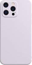 Effen kleur kubus rechte rand vloeibare siliconen voering flanellen hoes voor iPhone 13 Pro (paars)