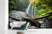 Behang - Fotobehang Rotsblok in de jungle van het Nationaal Park Gunung Rinjani in Indonesië - Breedte 420 cm x hoogte 280 cm