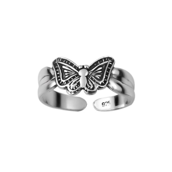 Teenringen | Zilveren teenring met vlinder