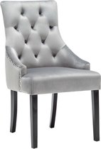 Eetkamerstoelen Set van 4 Romy - Velvet Grijs - Houten Poten - Fluweel