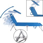 Casaria Ibiza ligbed - Set van 2 - Blauw aluminium - Incl. zonnekap
