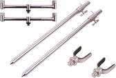2 x Ultimate Stainless Steel Buzzer Bar 20cm 2-Rod + 2 x NGT Stainless steel banksticks 30-50cm + 2 x NGT Stainless Steel 'U' Rest | Buzzerbars