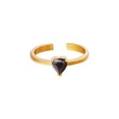 Ring Elegant | Zwart | Dames | Roestvrijstaal | Goudkleurig | one-size