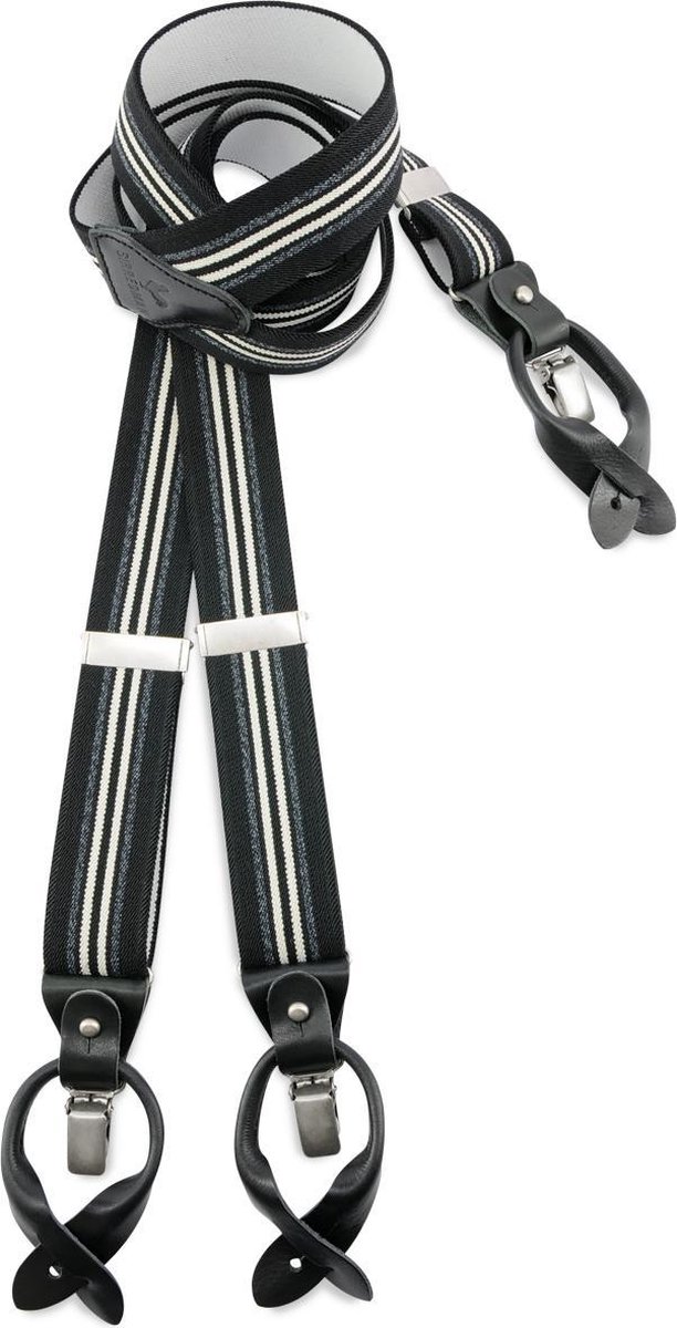 Sir Redman - luxe bretels - 100% made in NL, - Dock Worker zwart - zwart / grijs / wit