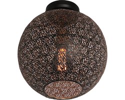 Freelight Oronero plafondlamp - bollamp - kap Ø30 cm - excl. E27 lichtbron - zwart met goud