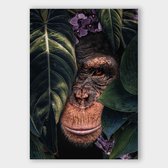 Poster Jungle Chimpanzee - Dibond - Meerdere Afmetingen & Prijzen | Wanddecoratie - Interieur - Art - Wonen - Schilderij - Kunst