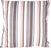 Hoyz | Happy Stripe Roze Grijs Kussen | 60 X 60 | Sierkussen Voor Woonkamer Of Slaapkamer