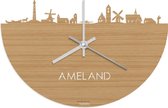 Skyline Klok Ameland Bamboe hout - Ø 40 cm - Stil uurwerk - Wanddecoratie - Meer steden beschikbaar - Woonkamer idee - Woondecoratie - City Art - Steden kunst - Cadeau voor hem - Cadeau voor haar - Jubileum - Trouwerij - Housewarming - WoodWideCities