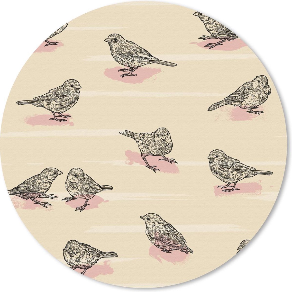 Muismat rond 30x30 cm - Mousepad Vogel - Mus - Patronen - Ronde muismatten