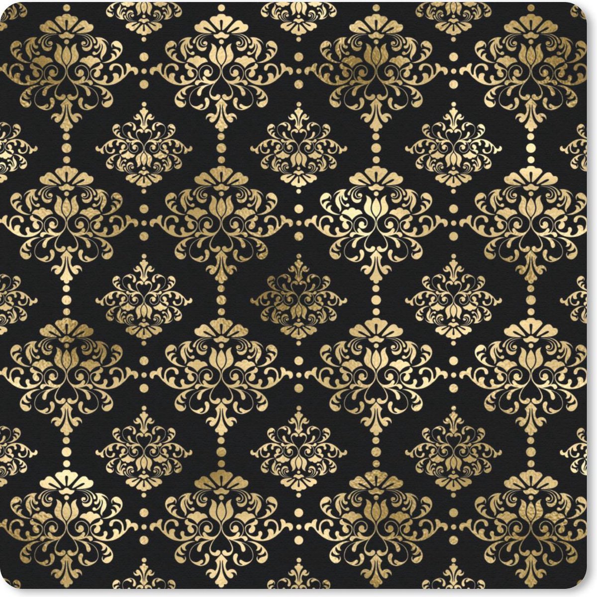 Muismat 30x30 cm - Mousepad Patronen - Barok - Goud - Zwart - Muismatten