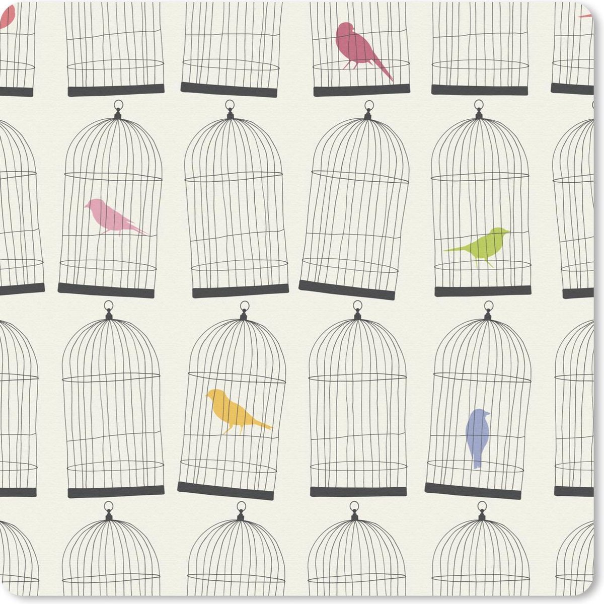 Muismat 30x30 cm - Mousepad Vogel - Vogelkooi - Patronen - Muismatten