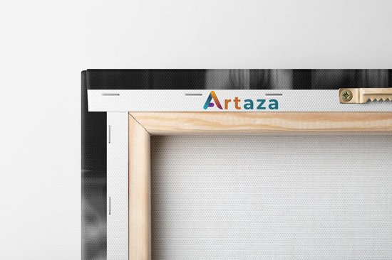 Artaza - Tableau Peinture Quadriptyque - Deux Zèbres - Zwart Wit - 80x60 - Photo Sur Toile - Impression Sur Toile