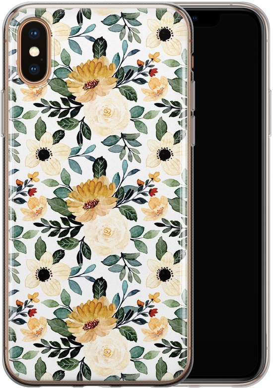XS iPhone XS Max - Lovely fleur | Étui | Étui en Siliconen TPU | Couverture arrière transparente