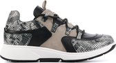 Xsensible Vrouwen Leren Slangenprint Lage sneakers / Damesschoenen 30207.3  - Zwart - Maat 41