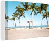 Canvas Schilderij Palmboom - Strand - Zomer - 30x20 cm - Wanddecoratie