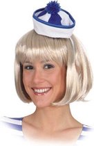 4x stuks mini matrozen/zeeman hoedje blauw/wit op haarband - Carnaval verkleed hoedjes