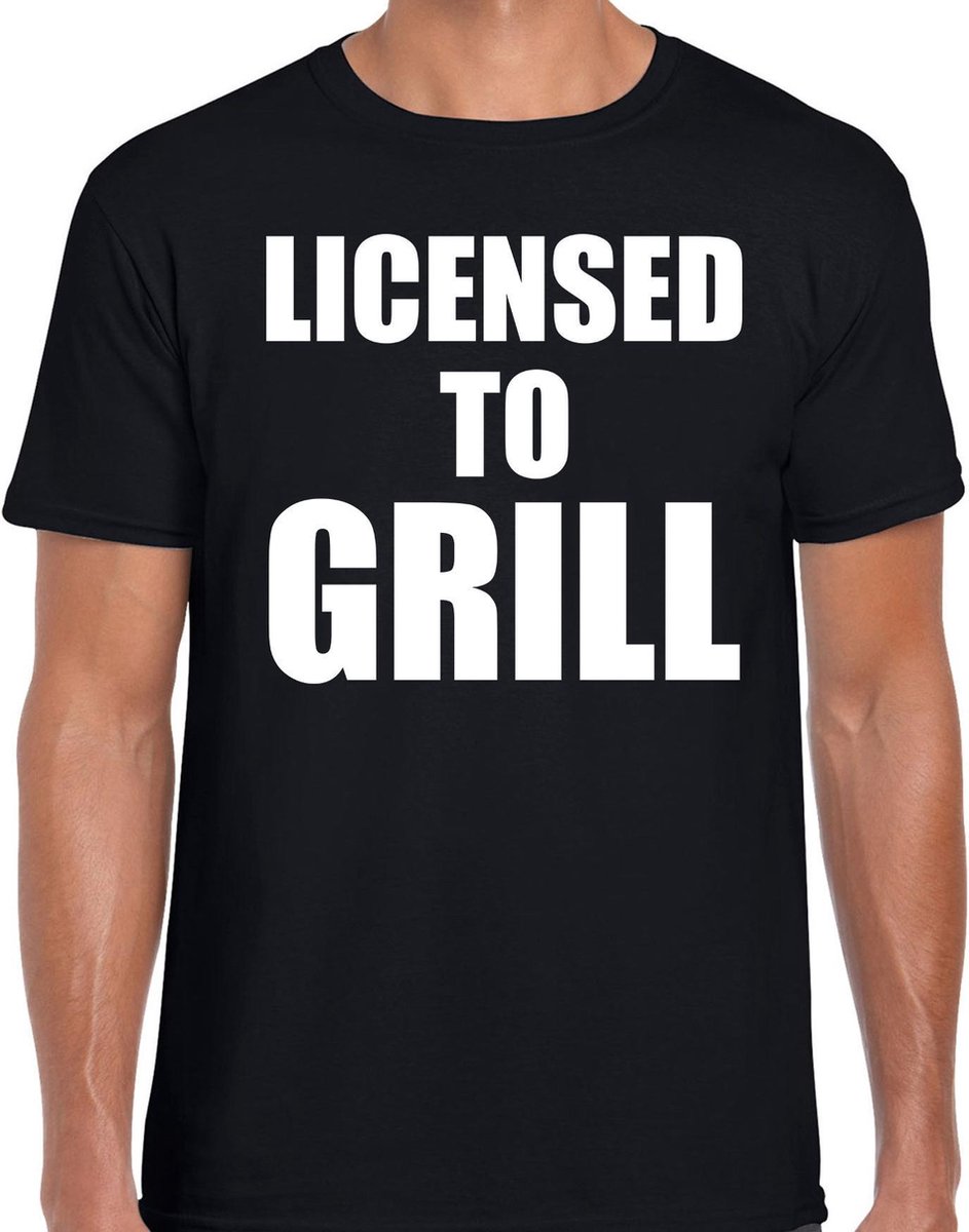 Licensed to grill bbq / barbecue t-shirt zwart - cadeau shirt voor heren - verjaardag / vaderdag kado XXL