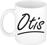 Otis naam cadeau mok / beker met sierlijke letters - Cadeau collega/ vaderdag/ verjaardag of persoonlijke voornaam mok werknemers