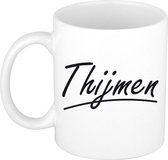 Thijmen naam cadeau mok / beker met sierlijke letters - Cadeau collega/ vaderdag/ verjaardag of persoonlijke voornaam mok werknemers