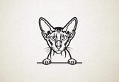 Peterbald - Petersburg Sphynx - Kat - Poes - XS - 24x23cm - Zwart - wanddecoratie