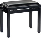 Stagg PB39 BKP SBK - Pianobank, zwart hoogglans, zwarte vinyl zitting - zwart (hoogglans)