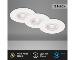 Briloner Leuchten - Briloner Leuchten - LED inbouwspots, set van 3, plafondlampen niet dimbaar, elk 5W, 3.000 K, IP44, wit Ø9 cm