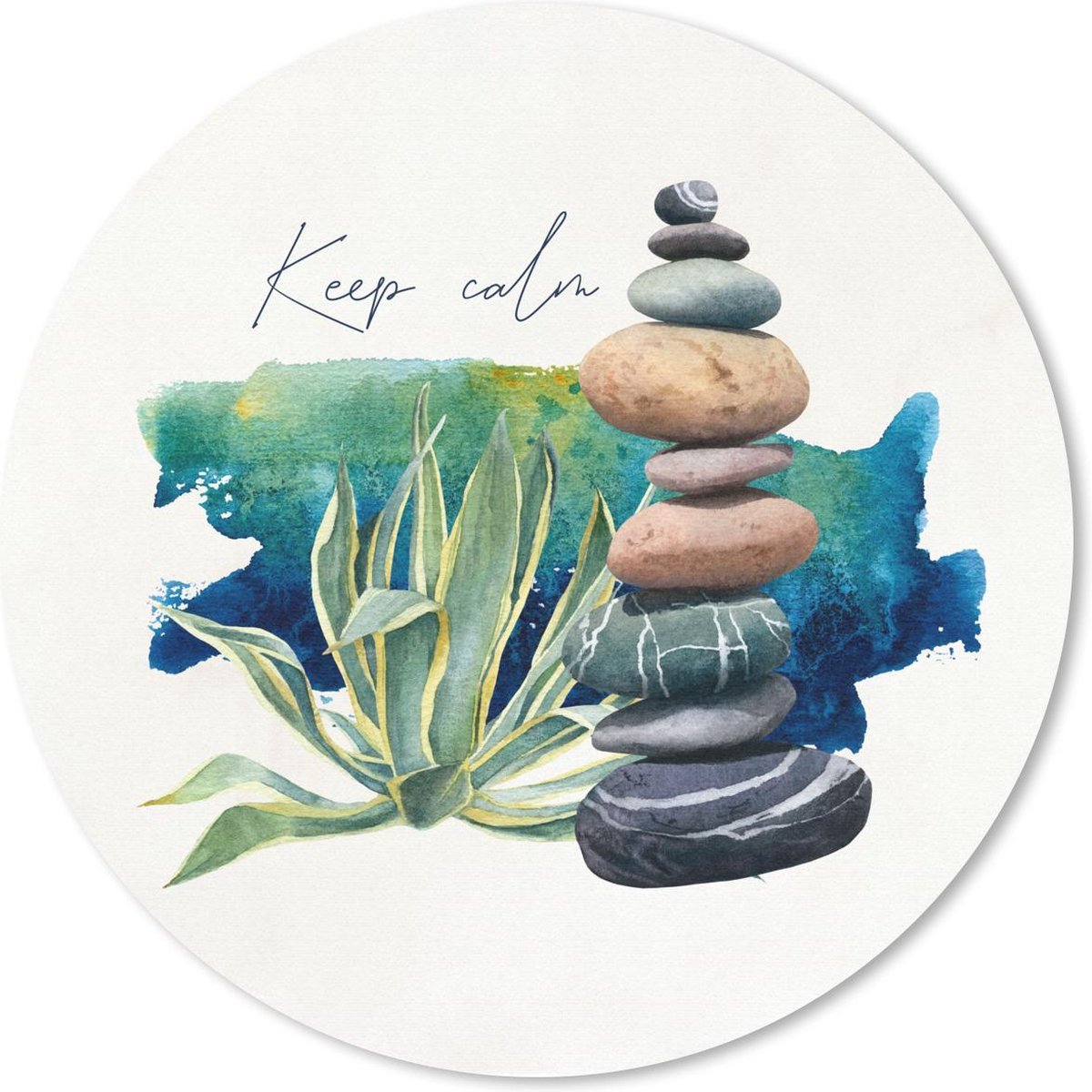 Muismat rond 40x40 cm - Mousepad Stenen - Planten - Zee - Ronde muismatten