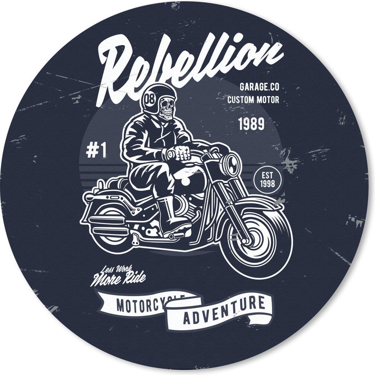 Muismat rond 40x40 cm - Mousepad Motorfiets - Man - Retro - Quote - Ronde muismatten