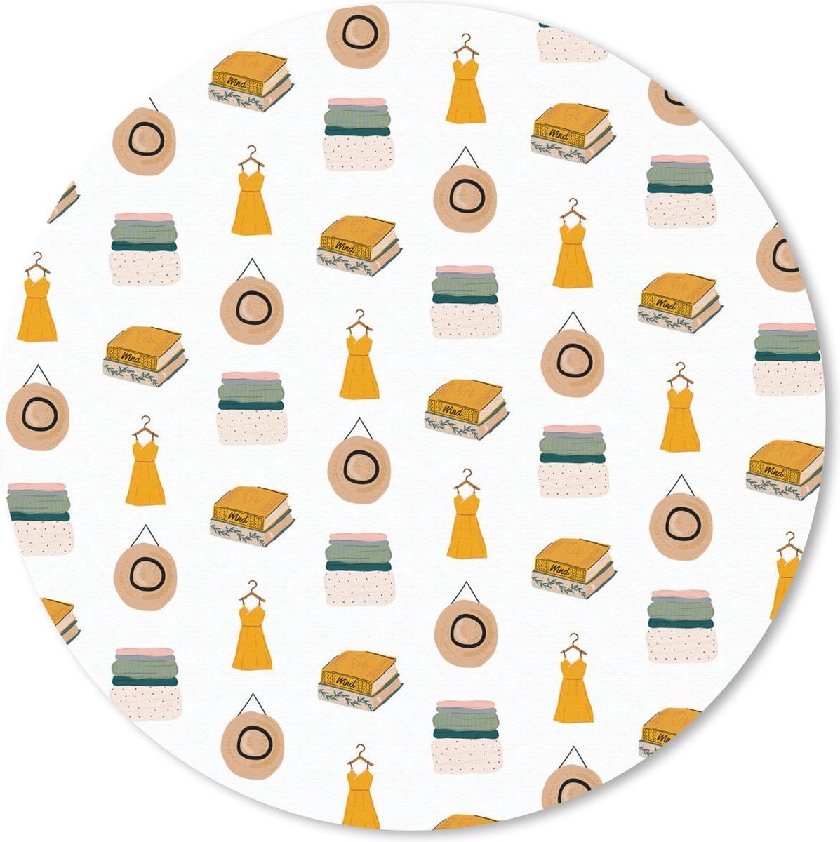 Muismat rond 40x40 cm - Mousepad Kleuren - Patroon - Kleding - Ronde muismatten