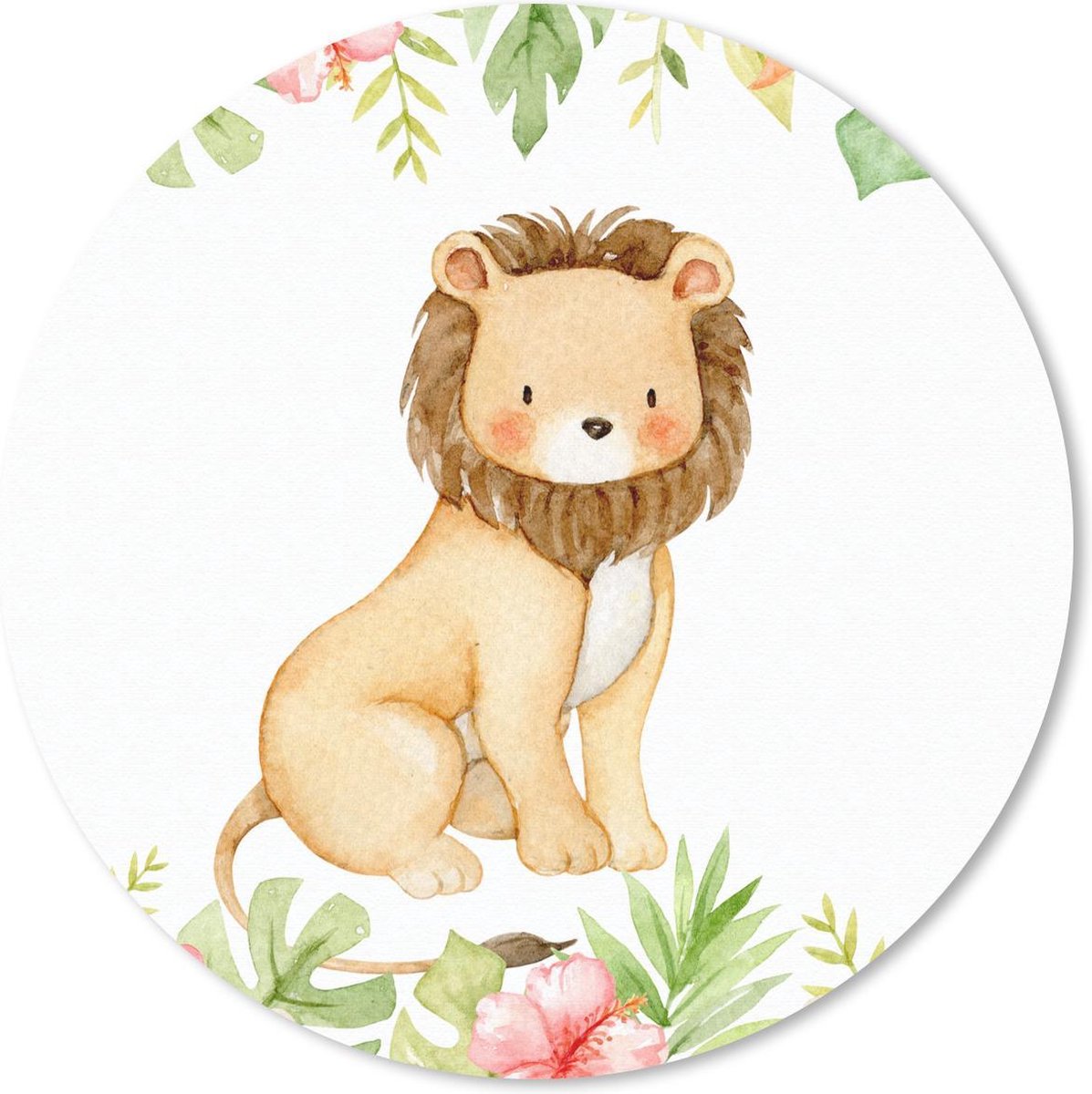 Muismat rond 40x40 cm - Mousepad Leeuw - Safari - Jungle - Ronde muismatten