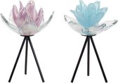 Kaarshouder DKD Home Decor Metaal Kristal Bloem (10 x 10 x 17 cm) (2 pcs)