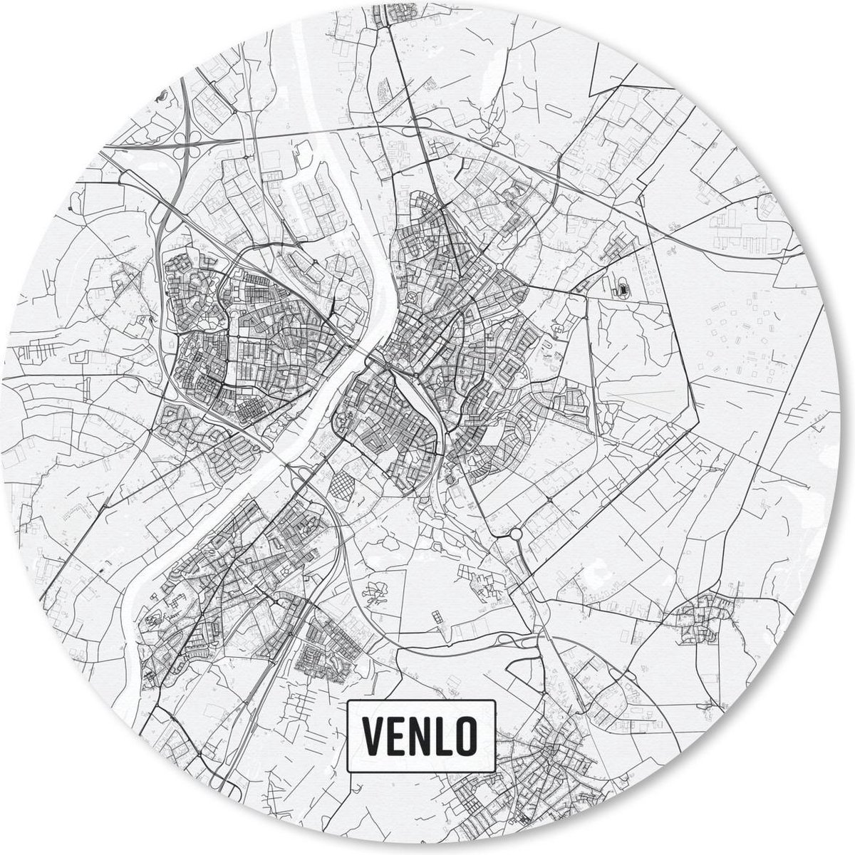 Muismat rond 40x40 cm - Mousepad Stadskaart Venlo - Ronde muismatten