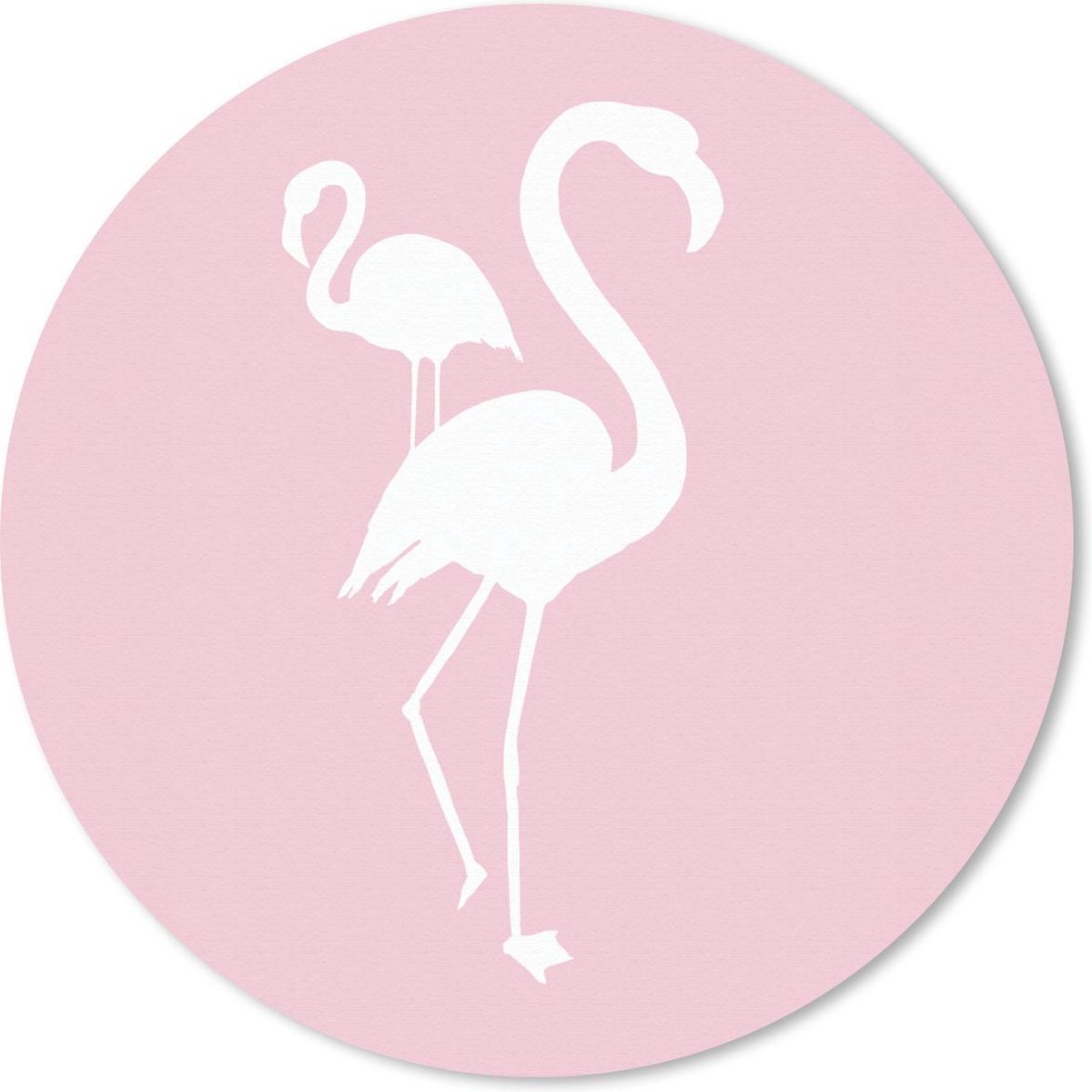 Muismat rond 50x50 cm - Mousepad Flamingo - Wit - Illustratie - Ronde muismatten