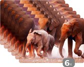 Set de table - Éléphant - Animaux - Tissu - 45x30 cm - 6 pièces
