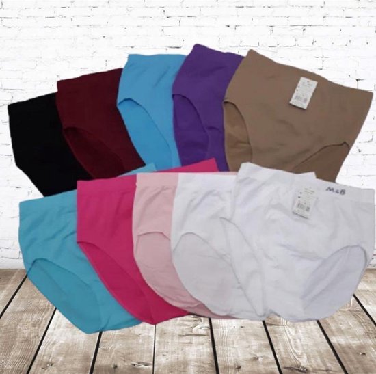 Hoge taille naadloze Dames Slips 10 Pack kleur -Fine Woman-XL-Slips |  bol.com