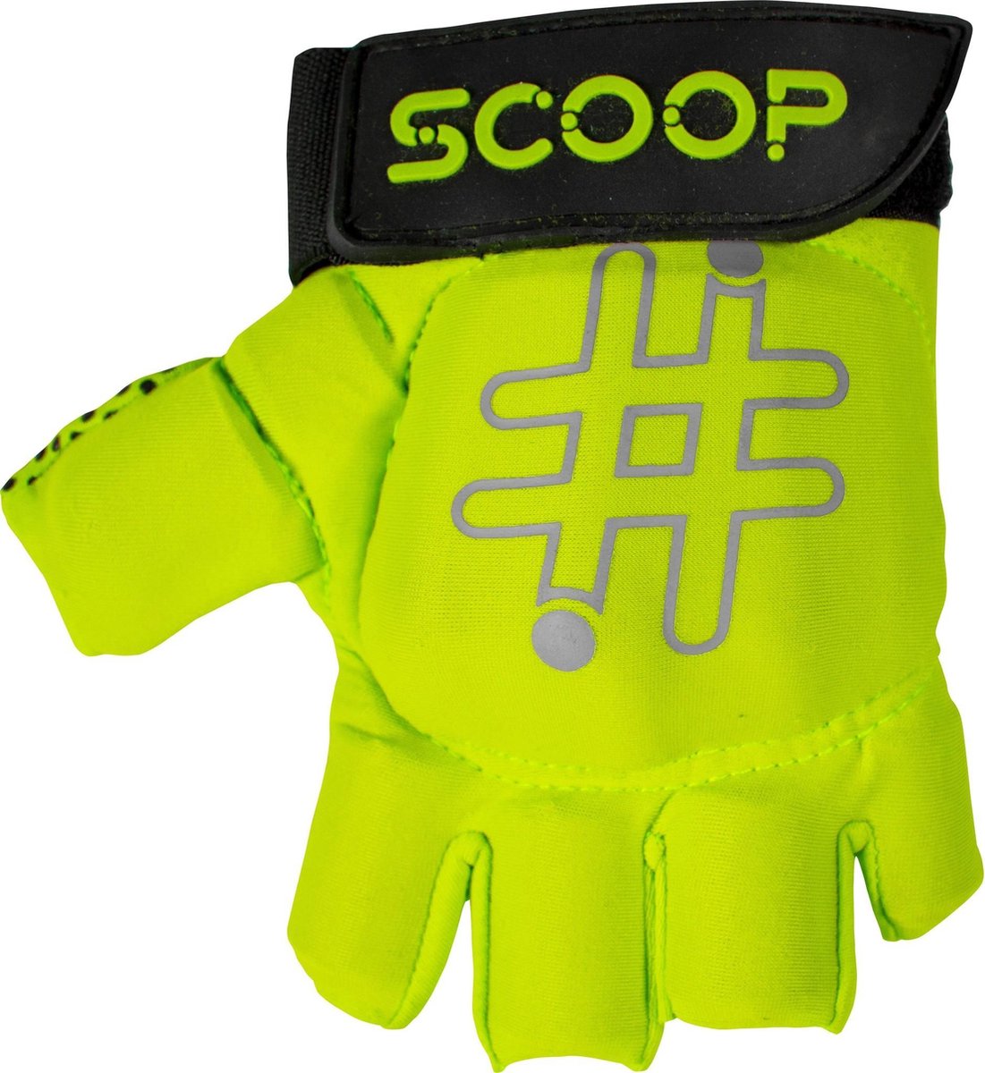 Scoop Hockeyhandschoen - Half Finger - Geel/Lime Groen - M