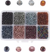 Kralen | Kralen set voor sieraden maken - 8 Kleuren Zwart/Grijs- 3mm - Glas Zaad Kralen - Kit voor Sieraden Maken - Rocaille - DIY - Volwassenen - Kinderen - Kralenset - Seed Beads - Cadeau - MAIA Creative
