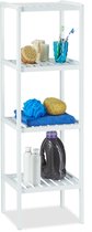 relaxdays - support de salle de bain en bambou - support sur pied - support de cuisine - 4 étages - blanc