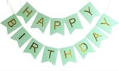 Happy Birthday Slinger Verjaardag Versiering Feest Versiering Verjaardag Slingers Groen & Goud Decoratie – 1 Stuk