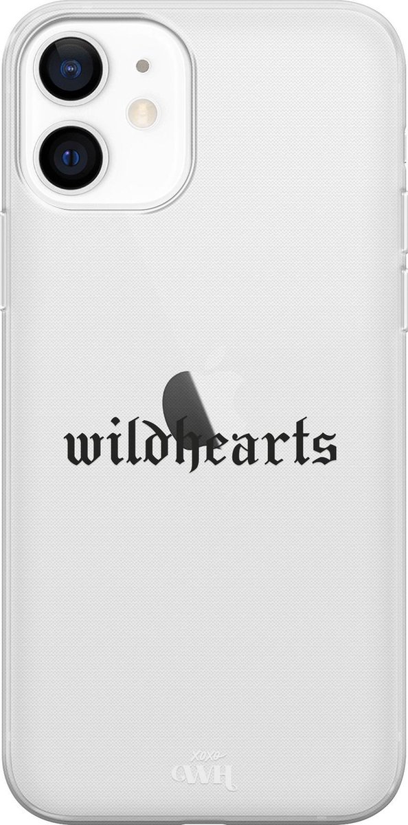 Transparante case geschikt voor iPhone 12 hoesje - Doorzichtig hoesje Wildhearts Black - iPhone Transparant Case - Transparant beschermhoes