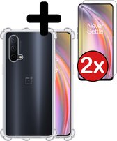 Oneplus Nord CE Hoesje Siliconen Shock Proof Case Transparant Met 2x Screenprotector - Oneplus Nord CE Hoesje Cover Extra Stevig Met 2x Screenprotector