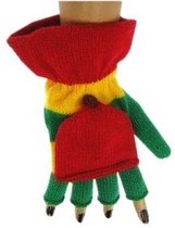 Handschoenen - Vingerloos - Met kapje - Rood, geel & groen